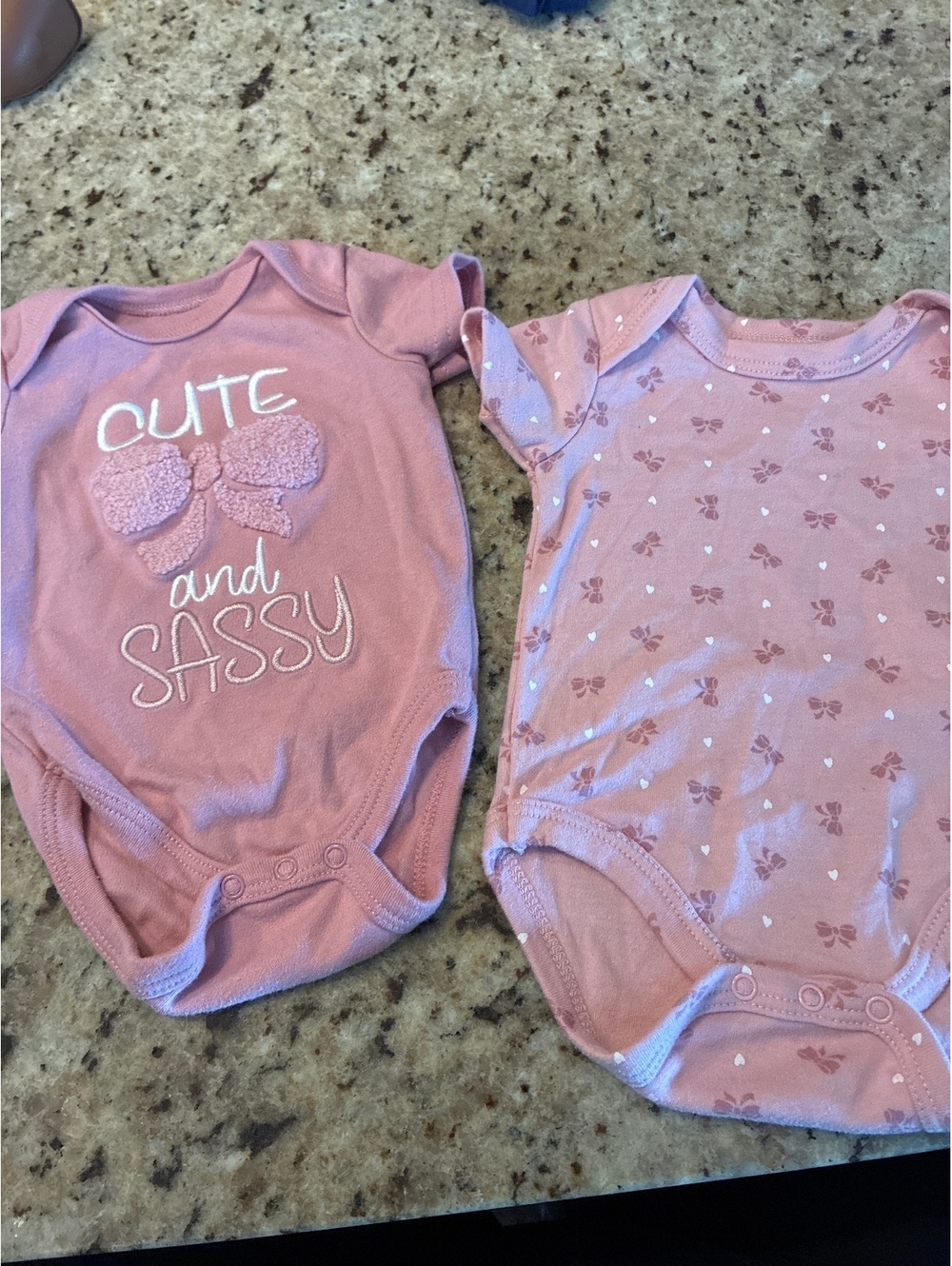 Baby Girls' 2-Pack Pink Bodysuits Size 0-3 Months